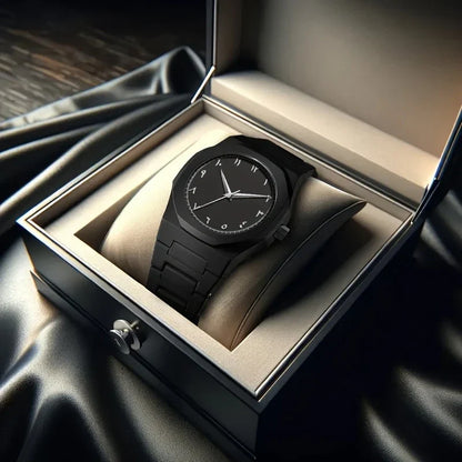 PINTIME Men's Black Silicone Sport Quartz Watch