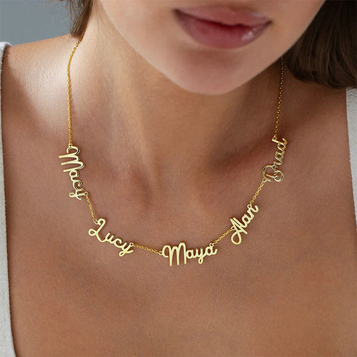 Personalized Stainless Steel Cut Multiple English Name Necklace