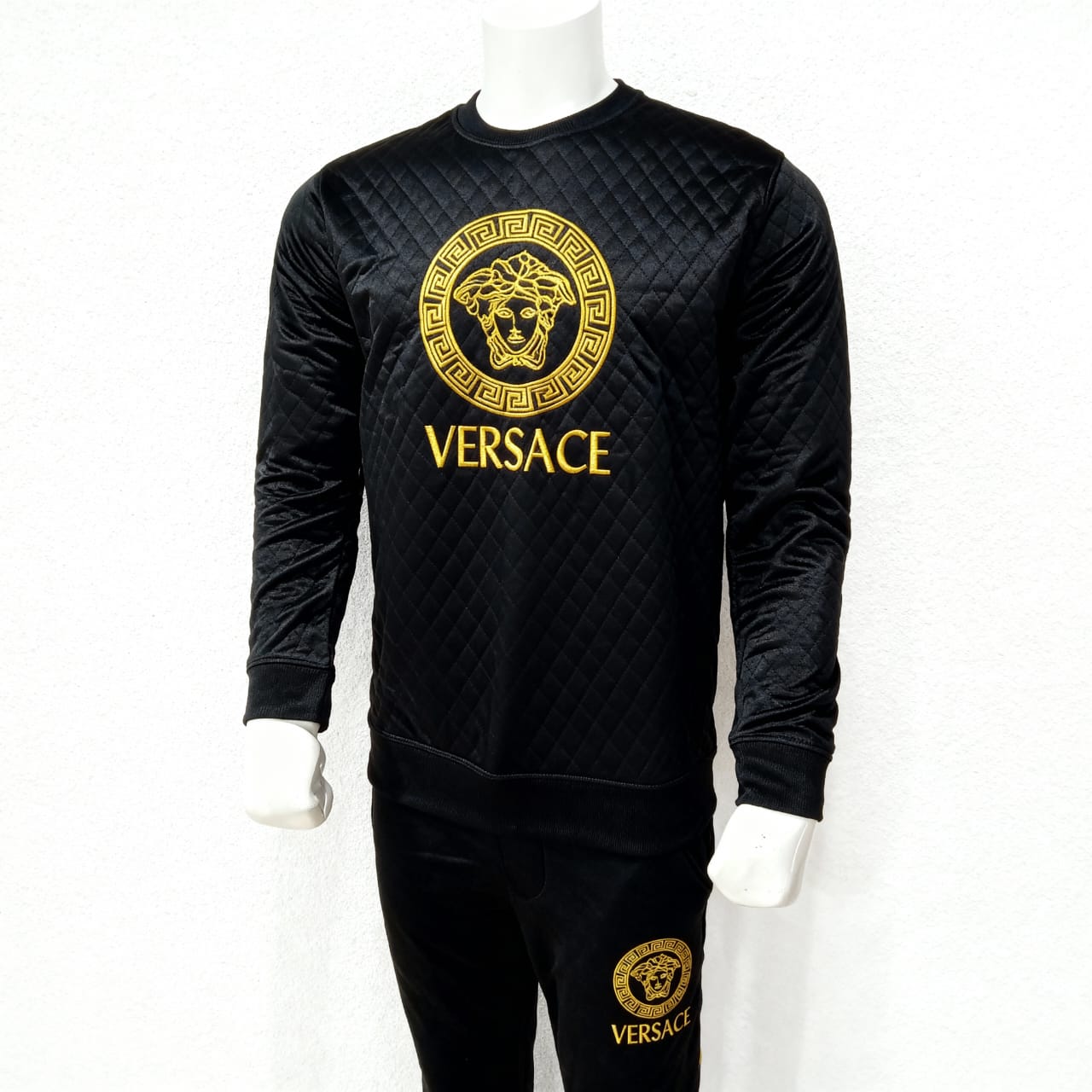 Luxury Black Quilted Versace Tracksuit for Men