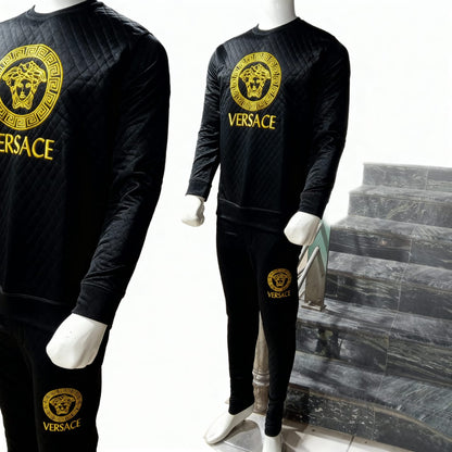 Luxury Black Quilted Versace Tracksuit for Men