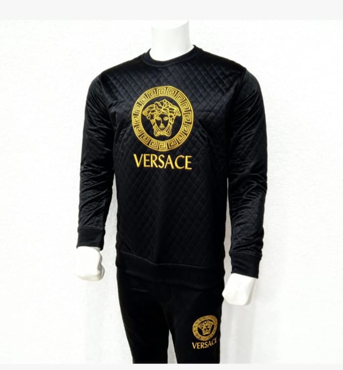 Luxury Black Quilted Versace Tracksuit for Men