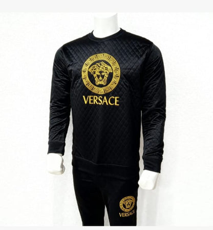 Luxury Black Quilted Versace Tracksuit for Men