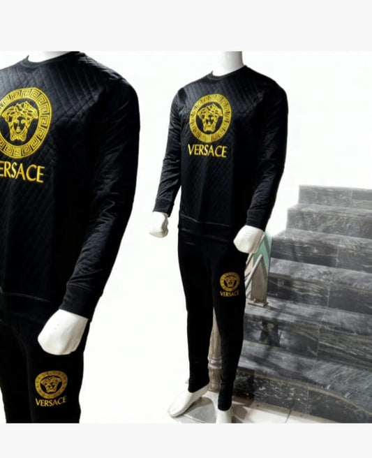Luxury Black Quilted Versace Tracksuit for Men