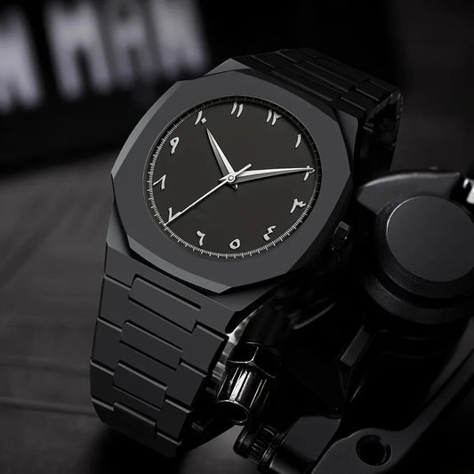 PINTIME Men's Black Silicone Sport Quartz Watch